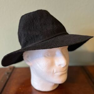 Marcus Adler boho black floppy wide brim straw hat NWOT